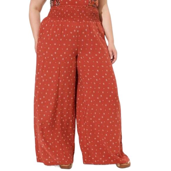torrid Pants - NWT Torrid Wide Leg Pants Womens Size 1X Orange Pull On Palazzo Geometric Print